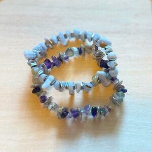Chic Silver and Purple Gemstone Bracelet
